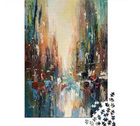 Some Busy Street 1000-Piece Puzzle for Adults, 52x38cm/1000pcs, Clean White Cardboard for Sorting; Made for Unhurried Hands-on Leisure