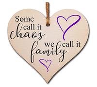 Some Call it Chaos Family Fun Sentimental Hanging Heart Wooden Decoration Gift Card Alternative Mum Grandma