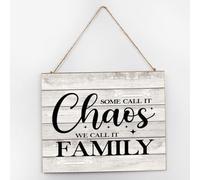 Some Call It Chaos We Call It Family Established Wood Sign Funny Offices Art Decor Wooden Signs Retro Inspirational Word Sayings Wood Wall Sign for Bedroom Dinning Room 10x12 Inch