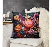 Some Colorful Flowers Throw Pillow Cover Square Plush Pillow Cases with Zipper Double-Sided Decorative Bed Couch Cushion Cover Print Cushion Cases for Bedroom Living Room