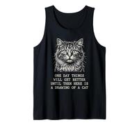 Some Day Things Will Get Better Funny Sarcastic Cat Graphic Tank Top