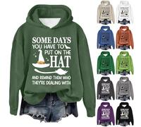 Some Days You Have To Put On The Hat Women's Halloween Sweatshirt Scary Witch Hoodies Shirts Plus Size Halloween Costumes Long Sleeve Pullover Tops Fashion Holiday Outfits (Purple, L)