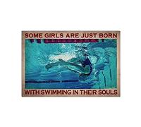 Some Girls Are Just Born With Swimming In Their Souls Front Doormats Low Profile Welcome Mat Backed Dust Bath Mats For Laundry Room Pets Garden 40 X 60Cm