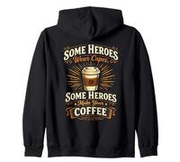Some Heroes Wear Capes Some Make Coffee Classic Vintage Zip Hoodie