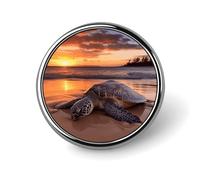 Some Kiwi Slices Lapel Pin Fashion Brooch Pin Cute Button Badges Round Button Pins Enamel Pins Metal Pinback for Hat Shirt Clothing Bags Decoration, Sea turtle sunset, Circular