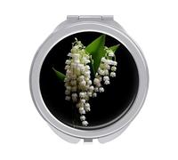 Some Lilies of The Valley Compact Pocket Mirror, Portable Travel Makeup Mirror with 1x/2x Magnification - Double-Sided Folding Design, Elegant Gift for Women, 2.4 Inch Handheld Cosmetic Mirror