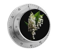 Some Lilies of The Valley Kitchen Timer - Mechanical Visual Timer, Stainless Steel Digital Timers with Magnetic Base Egg Timers for Hard Boiled Eggs 60-Minute Countdown Kitchen Clock for Cooking