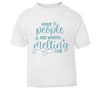 Some People are Worth Melting for Short Sleeve Cotton Toddler t Shirt, 1-2 Years, White