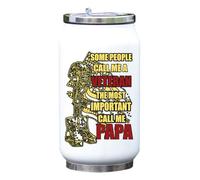 Some People Call Me A Veteran Most Important Call Me Papa Vacuum Insulated Thermal Beverage Can Bottle White