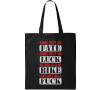 Some Rely On Fate Some Rely On Luck But Whin I'm On My Bike Natural Ecological Cotton Tote Bag Black