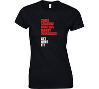 Some Shadow Hunters Marry Warlocks, Ladies Printed T-Shirt - Black/White/Red L = 10-12