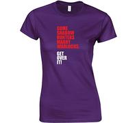 Some Shadow Hunters Marry Warlocks, Ladies Printed T-Shirt - Purple/White/Red L = 10-12