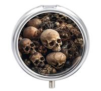 Some Skull Shapes Pill Box Cute Round Pill Case Portable Medicine Tablet Vitamin Holder Organizer for Purse Pocket