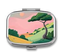 Some Trees and Grass Pill Organizer Metal Pill Box - 2 Compartments, Sleek & Portable Medicine Case for Travel, Daily Use