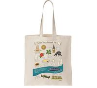 Some Very British Things Canvas Tote Bag - Reusable Cotton Shopping Bag, Natural
