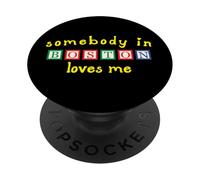 Somebody In Boston Loves Me with Kids Building Blocks PopSockets Adhesive PopGrip
