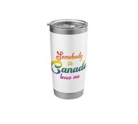 Somebody in Canada Loves Me in 70s Rainbow Text Stainless Steel Insulated Tumbler