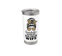 Somebody's Spoiled Blue Collar Wife Trendy Groovy Quotes Stainless Steel Insulated Tumbler