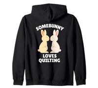 Somebunny Loves Quilting Cute Easter Bunny Quilter Gift Zip Hoodie