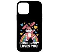 Somebunny Loves You Cute Pink Bunny Rainbow Hearts Case for iPhone 12 mini