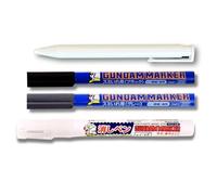 Someie GSI Creos Gundam Marker Ultra Fine for Panel Lining GM01 Black & GM02 Gray & Eraser Pen GM300 & Knock-Type Eraser