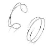 SOMEITIA 2Pcs Arm Cuff Gold Upper Arm Cuff for Women Adjustable Upper Arm Bracelets Open Irregular Arm Bangle Minimalist Coil Swirl Armlets Armband Jewelry, alloy, no gemstone