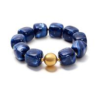 Someki Chunky Bead Bracelet for Women Large Square Resin Gold Bead Bracelets Adjustable Stretch Chunky Statement Bracelet Boho Summer Vacation Outfits Jewelry Gift for Women, L, no gemstone