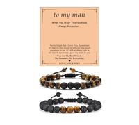 Someki To My Man Adjustable Hematite Gemstone Bracelet Handmade Jewelry Inspirational Birthday Gifts for Husband Boyfriend, L, 合金, no gemstone