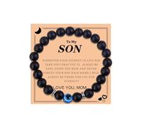 Someki To My Man Bracelet Evil Eye Obsidian Hematite Bracelets Adjustable Handmade Jewelry for Men Birthday Inspirational Gifts for Husband Boyfriend, L, 黑曜石, no gemstone