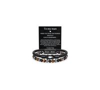 Someki To My Man Bracelet for Men, Promise Bracelet with Braided Leather and Tiger Eye Beads, Infinity Knot Couple Bracelets, Love You Forever Wristband for Husband Boyfriend