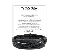 Someki To My Man Bracelet Leather Bracelet Braided Bracelets Inspirational Bracelets Gifts for Husband Boyfriend Inspirational Birthday Gifts for Men, L, no gemstone