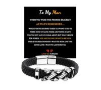 Someki To My Man Bracelet Leather Bracelet Inspirational Bracelets Inspirational Birthday Gifts for Men Husband Boyfriend, L, no gemstone