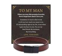 Someki To My Man Bracelet Leather Bracelet Men Inspirational Bracelets Inspirational Birthday Gifts for Men Husband Boyfriend, L, 皮革, no gemstone