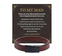 Someki To My Man Bracelet Leather Bracelet Men Inspirational Bracelets Inspirational Birthday Gifts for Men Husband Boyfriend, L, 皮革, no gemstone