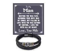 Someki To My Man Bracelet Leather Bracelets Bracelets for Men Jewelry Inspirational Birthday Gifts for Husband Boyfriend, L, no gemstone