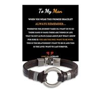 Someki To My Man Bracelet Leather Bracelets tainless Steel Bracelets for Men Inspirational Birthday Gifts for Husband Boyfriend, L, 皮革, no gemstone