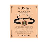 Someki To My Man Bracelet Mens Bracelets Rope Black Bracelet Gifts for Men Birthday Anniversary Inspirational Gifts for Husband, L, no gemstone