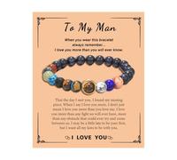 Someki To My Man Bracelet Obsidian Bracelet Men Jewelry Mens Beaded Inspirational Bracelets Inspirational Birthday Gifts for Men, L, no gemstone