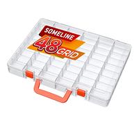 SOMELINE Assortment Box Sorting Box Sturdy Assortment Box Adjustable Carrying Handle Tool Box with Fixed Compartment Division for Small Parts Nails Sewing Utensils Screws Sorting Box 48 Compartments
