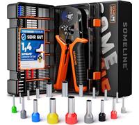 SOMELINE Crimping Pliers Wire End Ferrules Set, 0.25-10 mm² with 18 Types Insulated and Non-Insulated Wire End Ferrules, Self-Adjusting Square Crimping Pliers