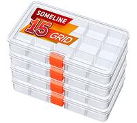 SOMELINE® Plastic Storage Box with 15 compartments | Stable sorting box for screws,small parts,small and sewing utensils | Perfect storage box for nails and screws,Dimensions:17.7x10.2x2.4cm,4 pieces