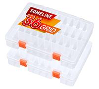 SOMELINE Plastic Storage Box with 36 compartments | Stable sorting box for screws,small parts,small and sewing utensils | Perfect storage box for nails and screws | Dimensions: 25.2x19.2x4cm,2 pieces