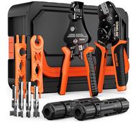 SOMELINE Solar Crimping Tool Set for 2.5/4/6 mm² PV Cables - 15 Pairs of Solar Connectors, Automatic Wire Stripper, and PV Mounting Wrench, Solar Tool Set