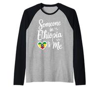 Someone in Ethiopia Loves Me Heart Ethiopia Flag Raglan Baseball Tee