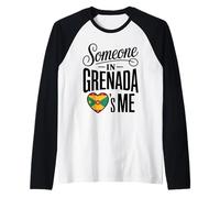 Someone in Grenada Loves Me Flag Heart Caribbean Raglan Baseball Tee