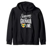 Someone In Grenada Loves Me Flag Heart Caribbean Zip Hoodie