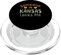 Someone In Kansas Loves Me Retro USA State US PopSockets PopGrip for MagSafe