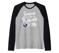 Someone in Kosovo Loves Me Heart Kosovo Pride Raglan Baseball Tee