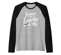 Someone in Lesotho Loves Me Heart Flag Love Forever Raglan Baseball Tee