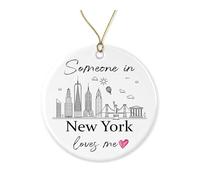 Someone in New York Loves Me Ornament - New York Skyline - Long Distance Ornament - Christmas Decor - Ceramic Xmas Keepsake Printed on Both Sides